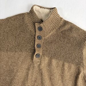 NWT Tricots St Raphael Sweater Men XXL Khaki Marl Sherpa Lined Mock Neck 1/4 Zip